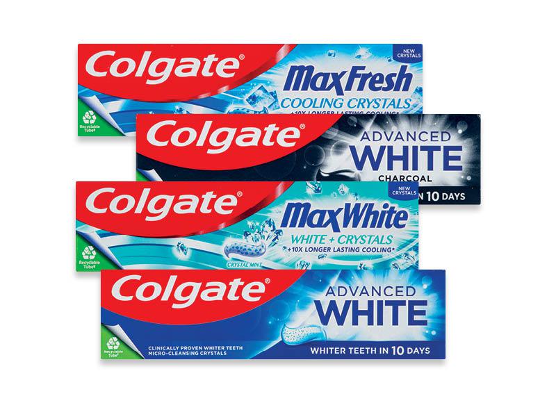 Prekė: COLGATE dantų pasta ADVANCED WHITE ar MAX FRESH