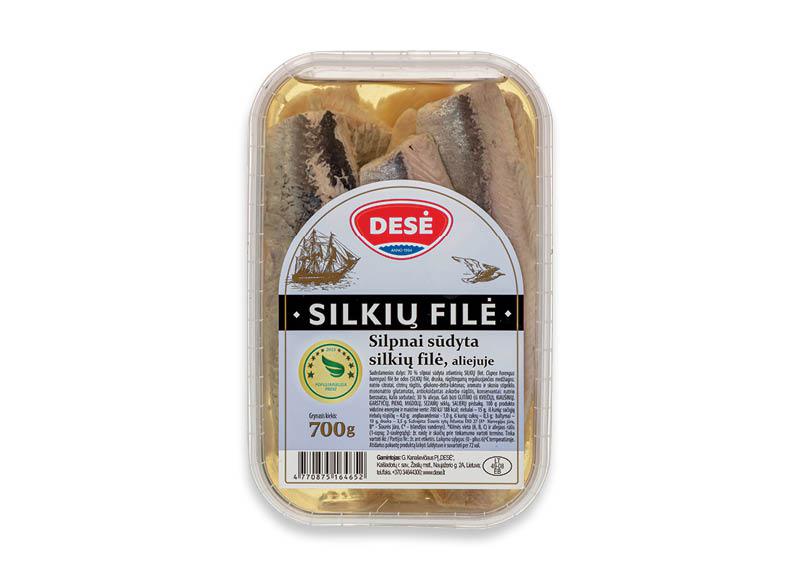 Silpnai sūdyta silkių filė aliejuje DESĖ