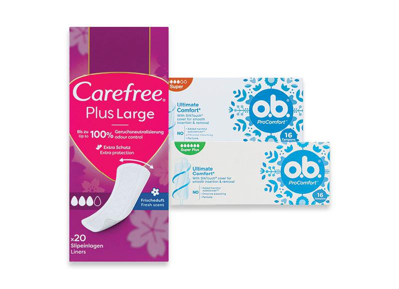Moterų higienos priemonėms O. B. ar CAREFREE