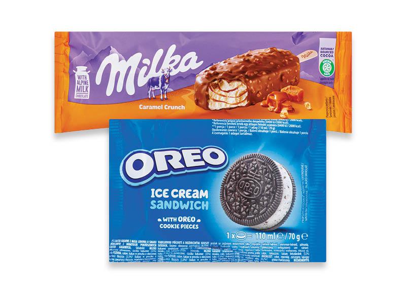 Ledams OREO ir MILKA