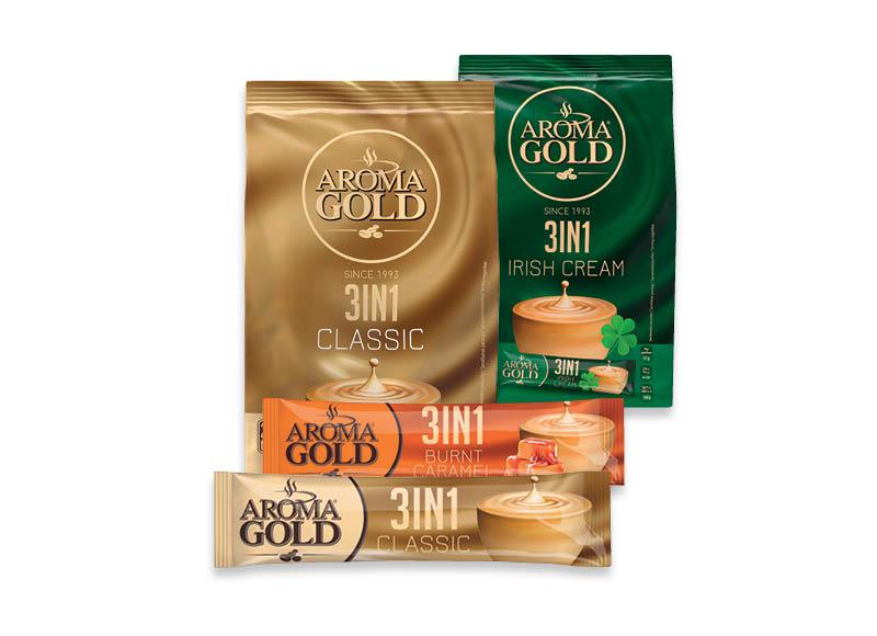 Tirpiosios kavos gėrimams AROMA GOLD 3 IN 1