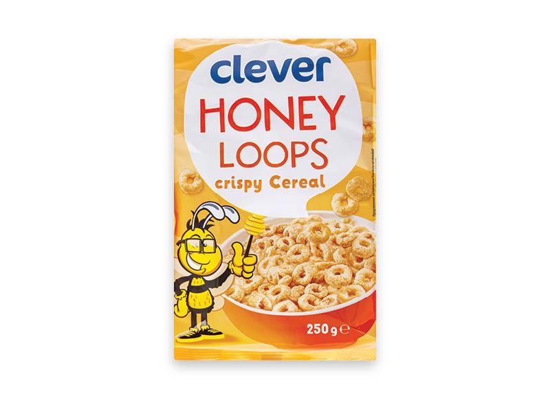 CLEVER sausi pusryčiai HONEY LOOPS