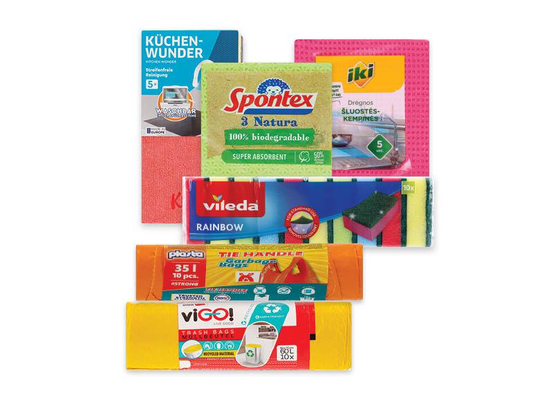 Virtuvinėms kempinėms, šluostėms ir šiukšlių maišams