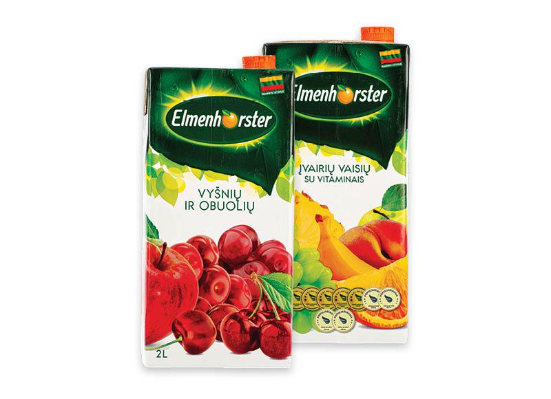 Įvairių vaisių sulčių ar vyšnių ir obuolių sulčių gėrimas ELMENHORSTER