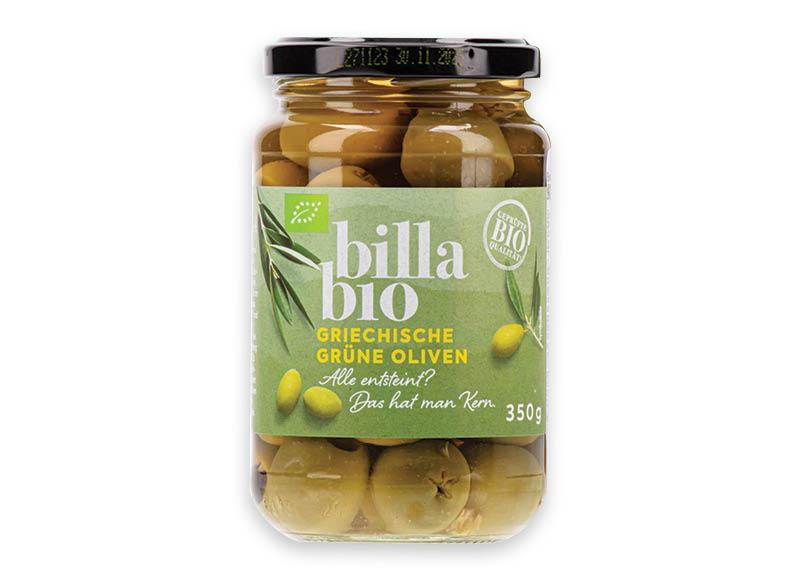 Prekė: BILLA BIO ekologiškos žaliosios alyvuogės sūryme be kauliukų
