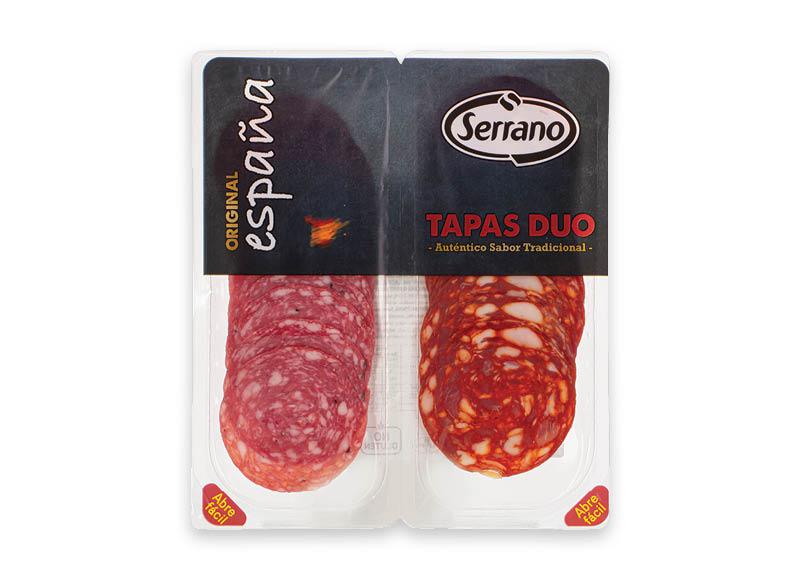 Ispaniškų vytintų SERRANO TAPAS DUO dešrų užkandžių rinkinys griežinėliais