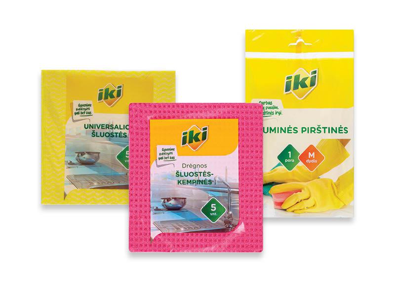 IKI virtuvinėms šluostėms, kempinėms bei guminėms pirštinėms