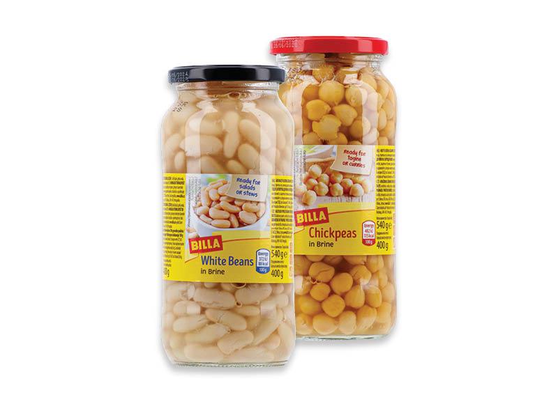 BILLA konservuotos pupelės, avinžirniai