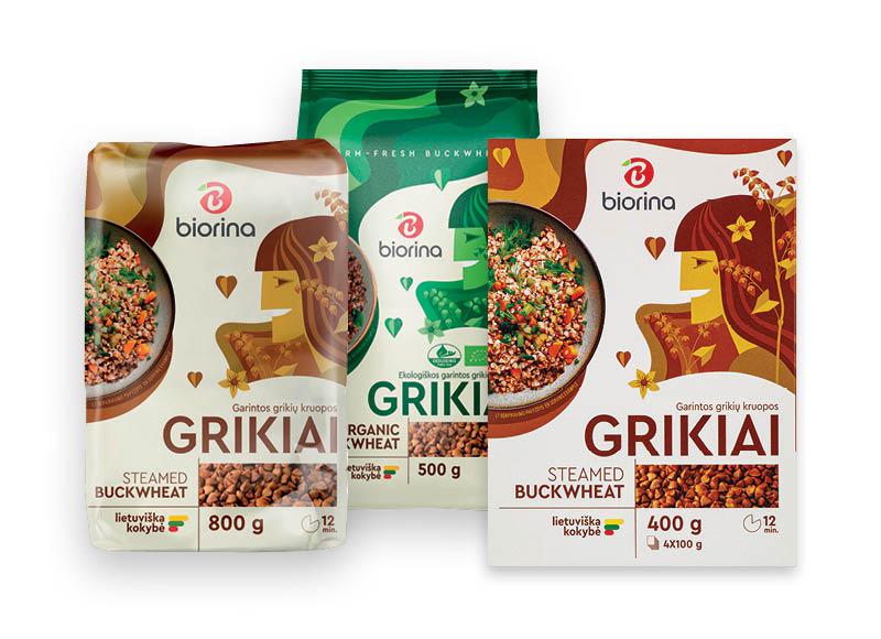 Grikiams, grikių miltams, makaronams BIORINA