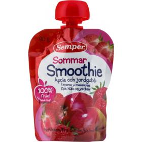 Geriamoji obuolių ir braškių tyrė SEMPER SMOOTHIE, nuo 6 mėn., 90 g