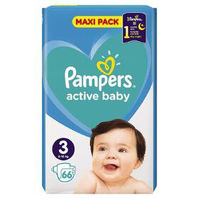 Sauskelnės PAMPERS ACTIVE BABY (3 dydis, 6-10 kg), 66 vnt.