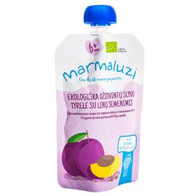 Ekologiška džiovintų slyvų tyrelė MARMALUZI su linų sėmenimis (nuo 6 mėn.), 90 g