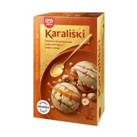 Prekė: Karameliniai ledai KARALIŠKI su karamelės įd. ir lazdynų riešutais, 800 ml