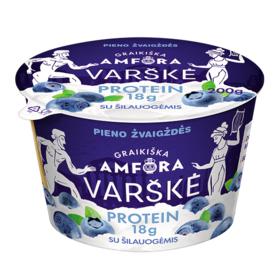 Varškė GRAIKIŠKA AMFORA PROTEIN su šilauogėmis, 0,8 % rieb., 200 g