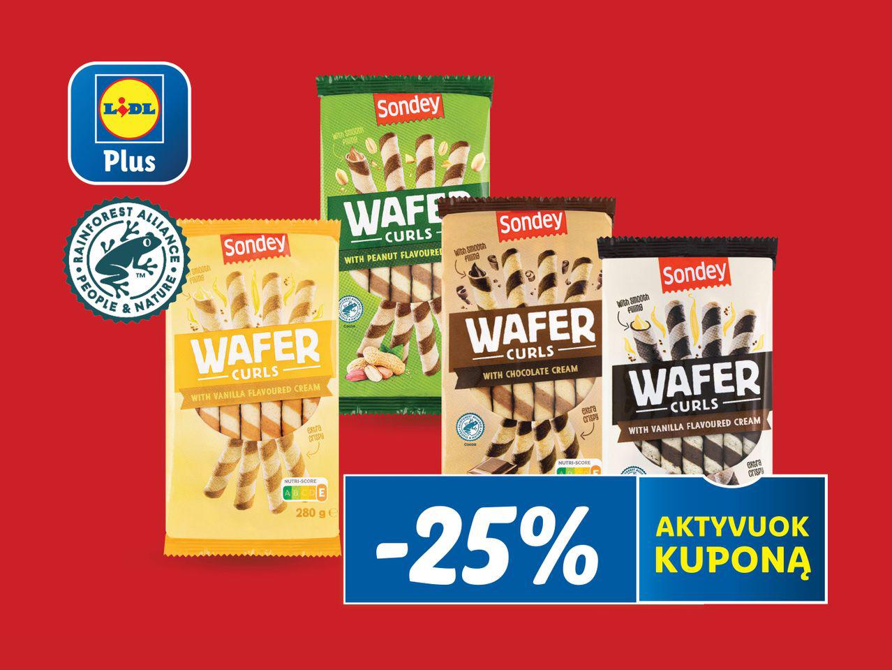 „Vafliams „Wafer Curls“ 25“ parduotuvėje „Lidl“ Mazuma.lt