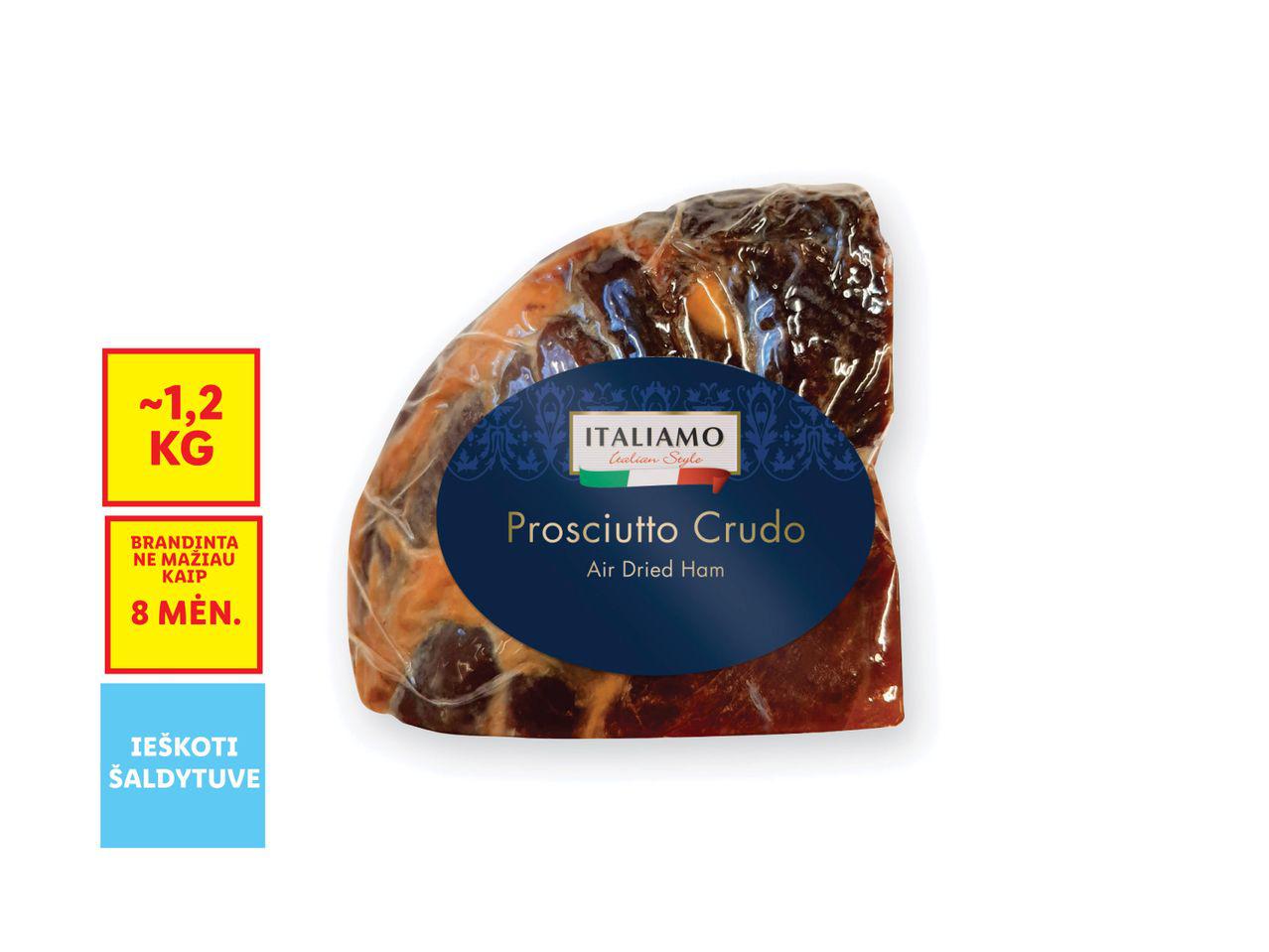 „Vytintas kiaulienos kumpis „Prosciutto Crudo““ parduotuvėje „Lidl