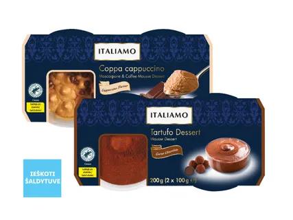 Plikytos tešlos desertas „Coppa cappuccino“ arba „Tartufo Dessert“