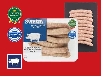 Šviežios „kaimiškos“ plonosios kiaulienos dešrelės