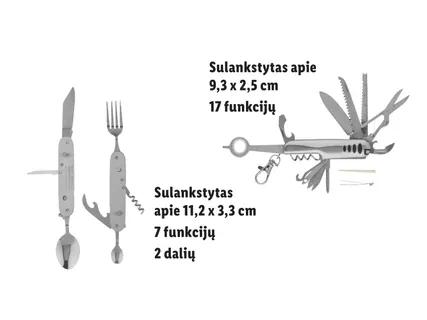 CRIVIT Daugiafunkcis peilis arba stovyklavimo stalo įrankiai