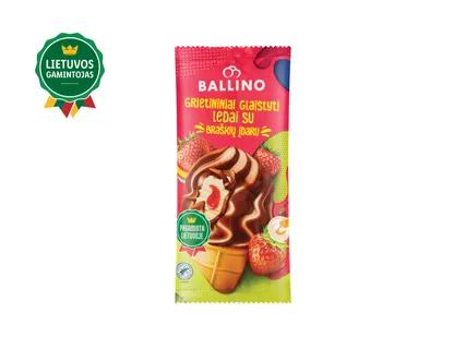 BALLINO Grietininiai glaistyti ledai su braškių įdaru