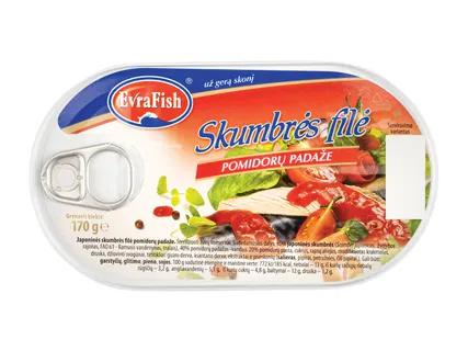 Evrafish Skumbrių filė pomidorų padaže