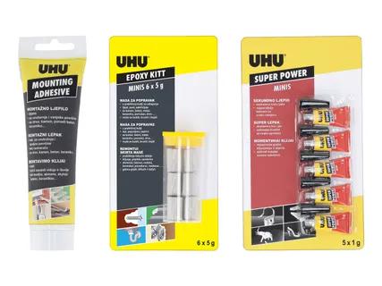 Prekė: UHU Remontui skirta masė, momentiniai klijai arba montavimo klijai