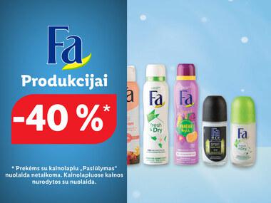 „FA“ Produkcijai -40%* 
