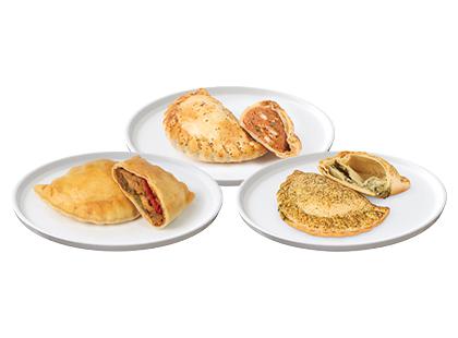 Empanada su jautiena ir kiauš.; daržov. ir višt.; varške ir špinatais*, 3 rūšių, 88 g, 1 vnt.