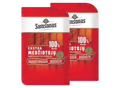 Karštai rūkytos SAMSONO MEDŽIOTOJŲ dešrelės*, a. r., 2 pak. × 200 g