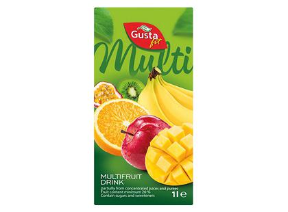 Įvairių vaisių skonio sulčių gėrimas GUSTA FIT, 1 l
