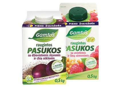 GAMTOS raugintos pasukos*, 2 rūšių, 0,7 % rieb., 2 pak. × 500 g