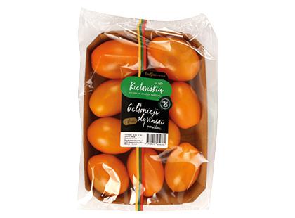 Lietuviški geltonieji slyviniai pomidorai, fasuoti, 450 g