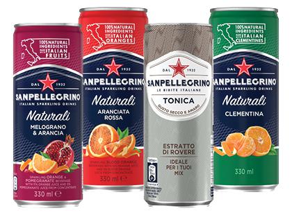 Gazuotas gaivusis gėrimas SANPELLEGRINO*, 8 rūšių, 4 skard. × 330 ml
