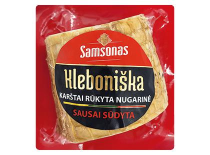 Prekė: Karštai rūkyta, sausai sūdyta SAMSONO KLEBONIŠKA nugarinė*, a. r., vakuumuota, 1 kg