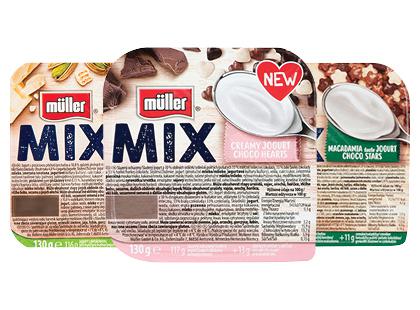 Valgomasis jogurtas MÜLLER MIX*, 3 rūšių, 4,6–7,2 % rieb., 130 g