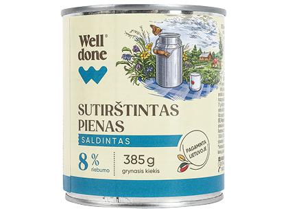 Saldintas sutirštintas pienas WELL DONE*, 8 % rieb., 385 g