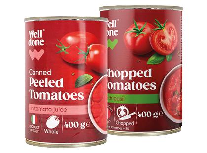 Konservuoti lupti pomidorai WELL DONE*, 2 rūšių, 400 g