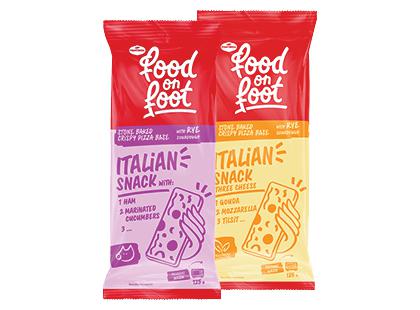 Itališka apkepėlė su kumpiu; sūriu FOOD ON FOOT (atitirpinta)*, 2 rūšių, 2 vnt. × 125 g