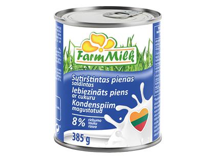 Saldintas sutirštintas pienas FARM MILK, 385 g