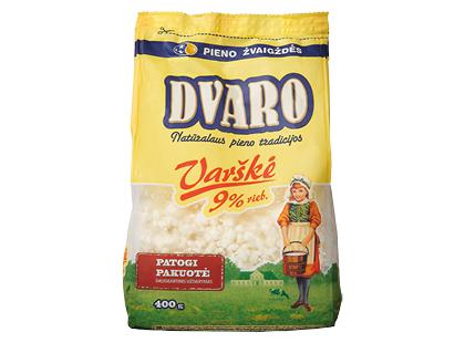 Pusriebė DVARO varškė*, 9 % rieb., 400 g