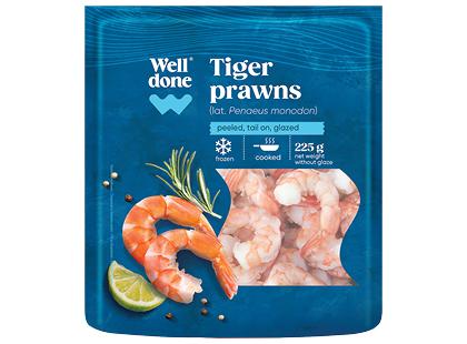 Šaldytos didžiosios tigrinės krevetės WELL DONE, 225 g