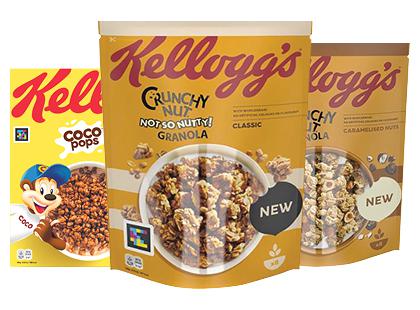 Sausi pusryčiai; granola KELLOGG’S*, 3 rūšių, 330–380 g