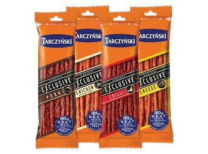 Karštai rūkytos KABANOSI dešrelės TARCZYNSKI*, 4 rūšių, II r., 2 pak. × 105 g