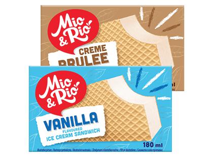 Valgomieji ledai tarp vaflių MIO & RIO*, 2 rūšių, 2 vnt. × 90 g