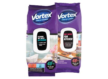 Drėgnosios servetėlės VORTEX*, 2 rūšių, 1 pak. (48 vnt.)