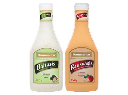 BALTASIS; RAUSVASIS majonezinis DAUMANTŲ padažas*, 2 rūšių, 450 g