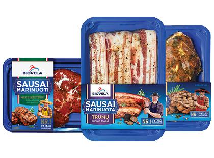 BIOVELOS sausai marinuoti kiaulienos kepsneliai*, 3 rūšių, 300–400 g