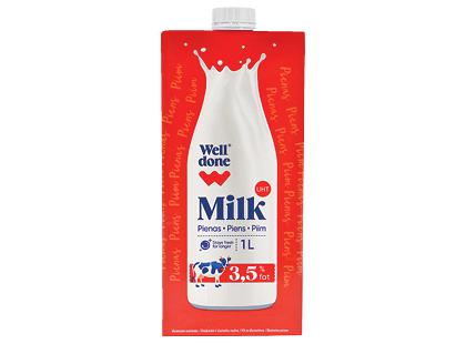 Prekė: UAT pienas WELL DONE, 3,5 % rieb., 1 l