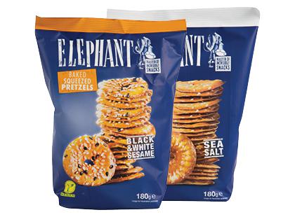 Traškūs krekeriai ELEPHANT*, 2 rūšių, 180 g