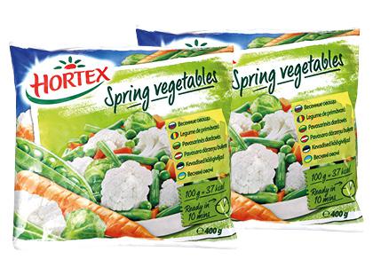Šaldytas daržovių mišinys HORTEX SPRING VEGETABLES, 2 pak. × 400 g